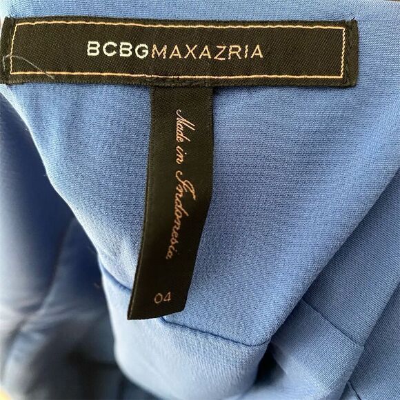 BCBGMaxAzria Women's Size 4 Blue Halter Ruffled Mini Length Dress - Picture 5 of 7